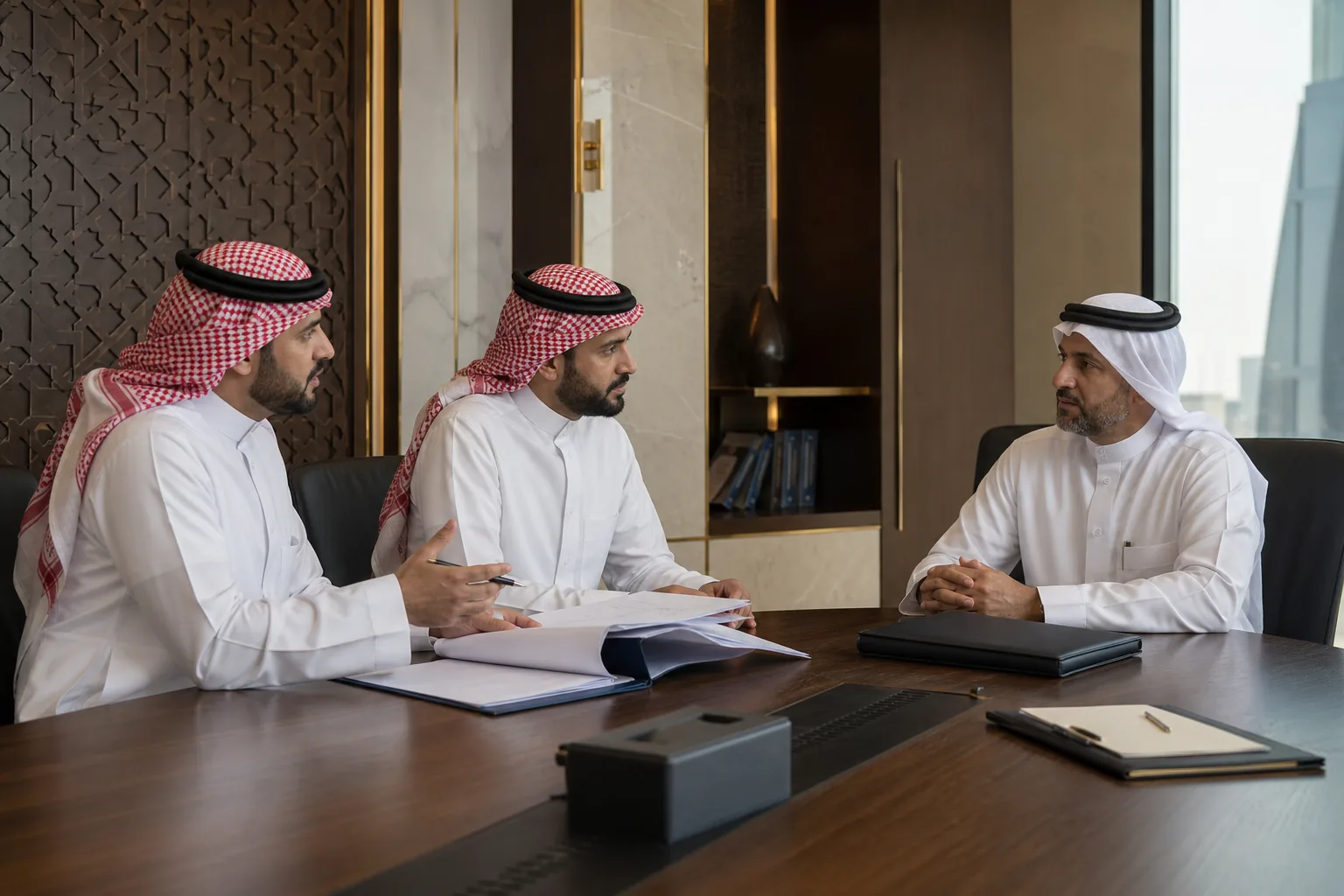 رجال أعمال سعوديون يناقشون اختيار محكم تجاري معتمد
