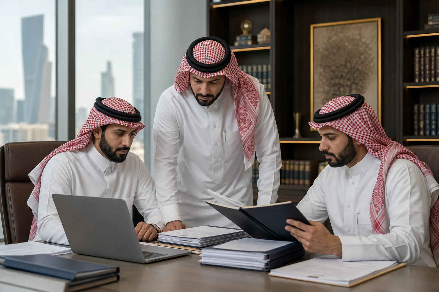 رجال سعوديون يراجعون ملف تنفيذ حكم تحكيم